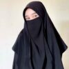 ست روسری و نیم نقاب مشکی طرح مربع زنانه