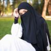 ست روسری و نیم نقاب مشکی طرح مربع زنانه