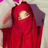 ست روسری و نقاب اسلامی قرمز مربع شکل زنانه