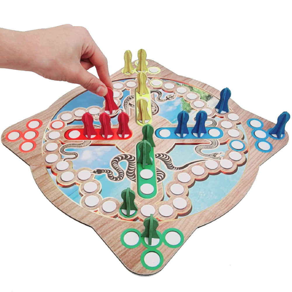 ست بازی چوبی Mensch ärgere Dich nicht (Ludo) و مارها و نردبان