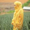 ست روسری و نیم نقاب اسلامی زرد مربع زنانه