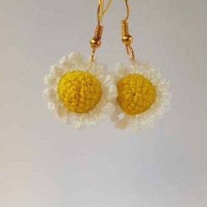 گوشواره بافتنی طرح قطره، دست‌ساز زنانه، طرح گل