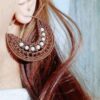 گوشواره بافتنی زنانه طرح قطره ماه دست‌ساز