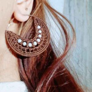 گوشواره بافتنی زنانه طرح قطره ماه دست‌ساز