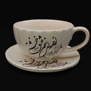 فنجان چای ایرانی با نعلبکی – طرح سرامیک عشق