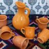 مجموعه پارچ و لیوان سفالی دست‌ساز ایرانی یاسین