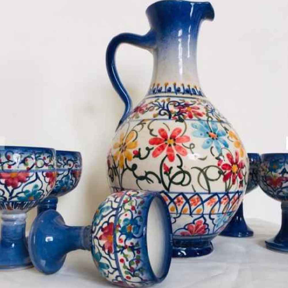 ست پارچ و لیوان سفالی دستساز ایرانی نگین