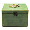 جعبه جواهرات چوبی دست ساز با گل های صورتی تزئینی