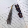 بوکمارک چرمی مشکی مدل گل گلی