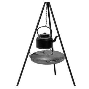 سه پایه پخت و پز آتشدان Cauldron Campfire با ماهیتابه و کتری – مدل 3 تکه برای کمپینگ