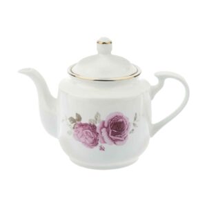 قوری چینی طرح گلدار سفید کتایون