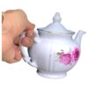 قوری چینی سفید با طرح گل رزالین