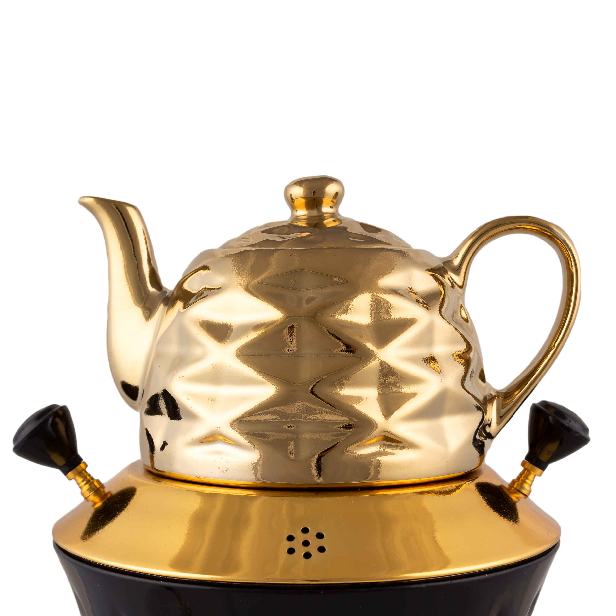 سماور گازی چای ساز با قوری طرح هندسی مدرن مدل کارن 8 لیتری