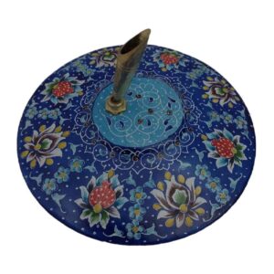 جاشمعی رومیزی مسی ایرانی با روکش میناکاری طرح هارمونی گلدار