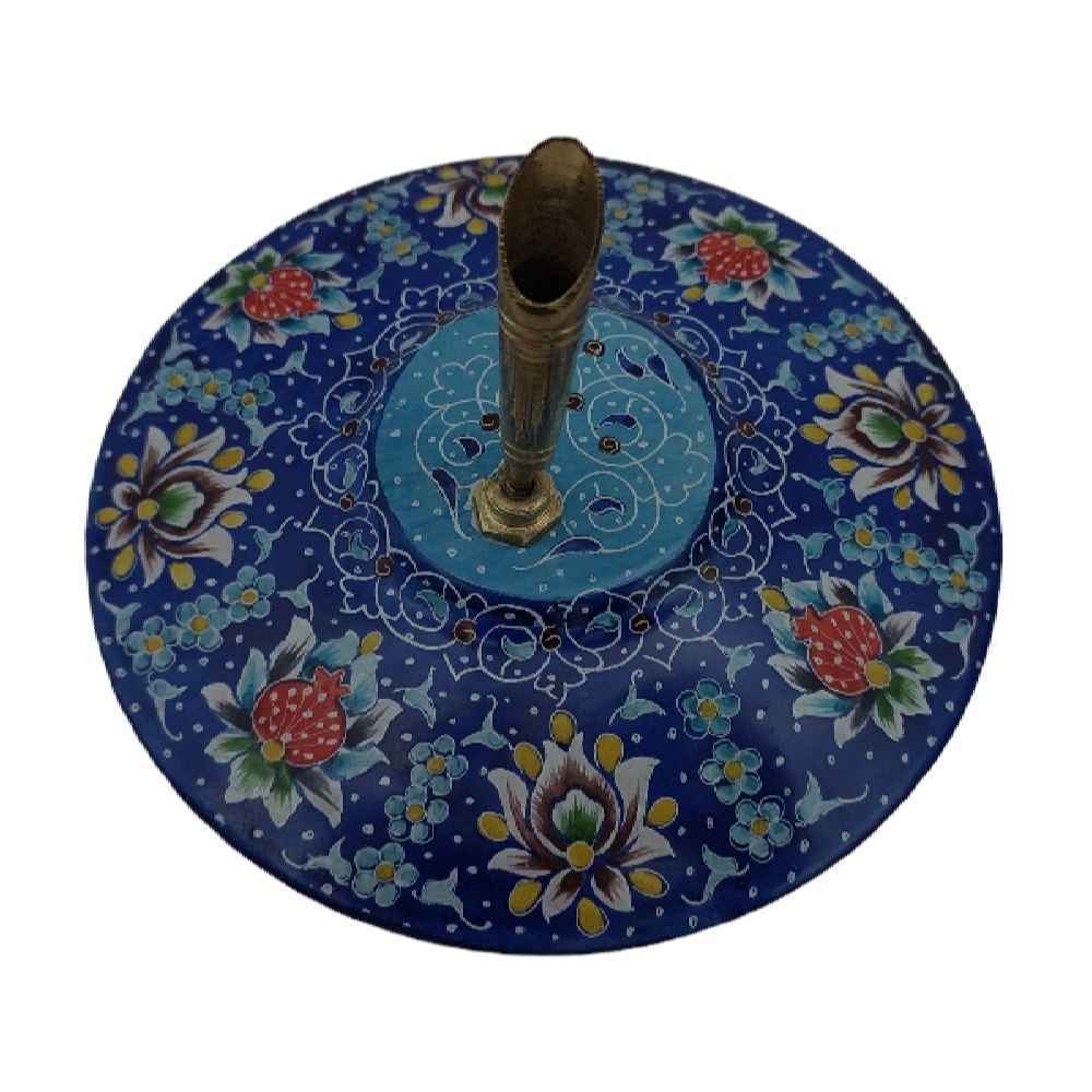 جاشمعی رومیزی مسی ایرانی با روکش میناکاری طرح هارمونی گلدار