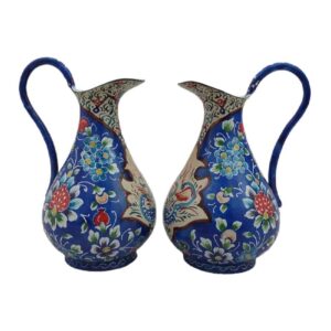 پارچ تزئینی دست ساز با میناکاری ایرانی طرح حنا (۲ عدد)