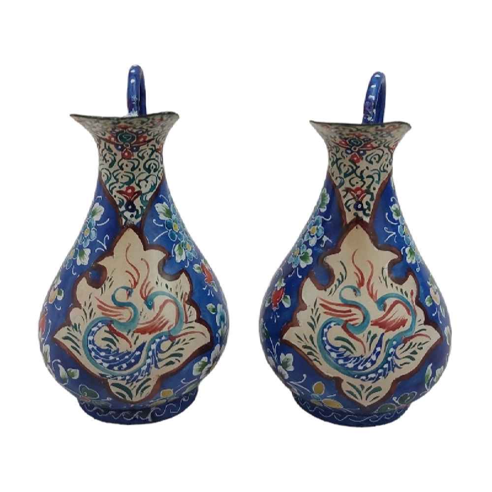 پارچ تزئینی دست ساز با میناکاری ایرانی طرح حنا (۲ عدد)