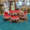 کاسه سفالی دست‌ساز طرح انار – مناسب برای ماست، دسر، سالاد و رشته فرنگی (مجموعه 7 عددی)