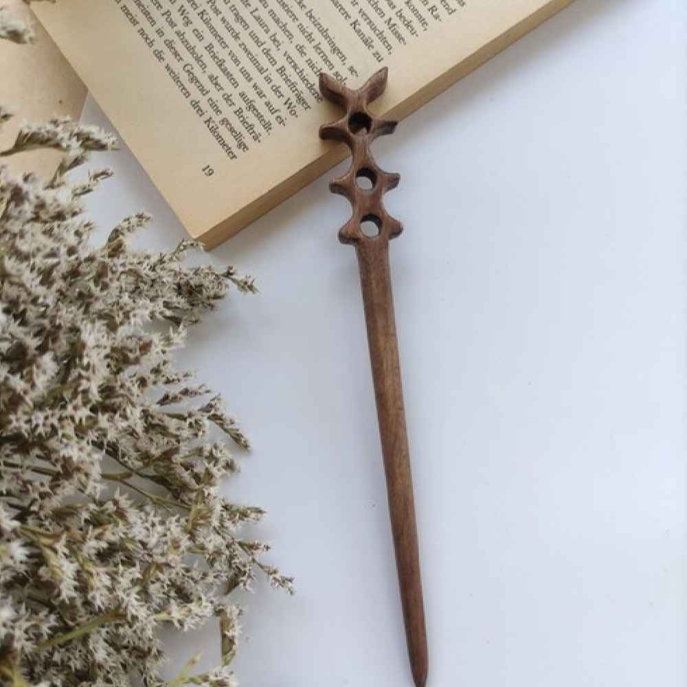 گیره موی چوبی دست ساز زنانه سایز بزرگ