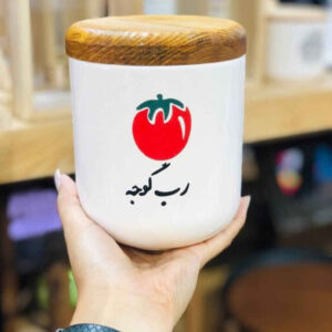 ظرف سرامیکی مخصوص نگهداری رب گوجه فرنگی با درب چوبی
