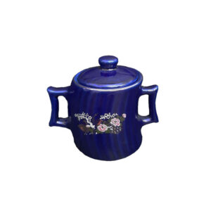 شکردان سرامیکی درب‌دار طرح هنری گل و مرغ