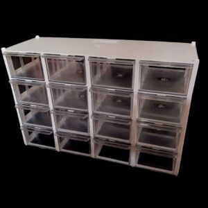 جعبه ذخیره سازی کشوهای پلاستیکی با 16 کابینت و 4 ردیف