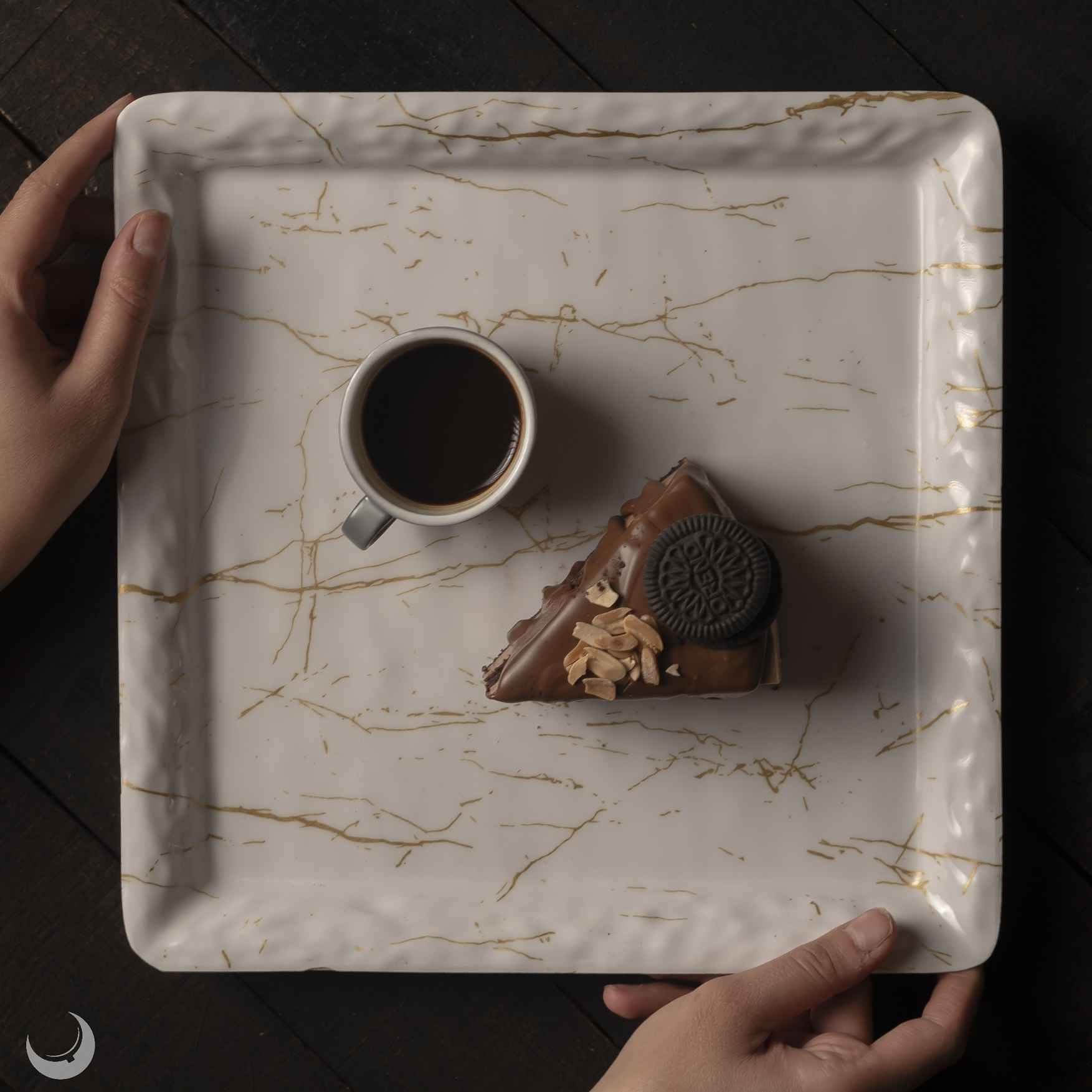 سرویس بشقاب ملامین، طرح مرمر مربع شکل، بسته ۳ عددی