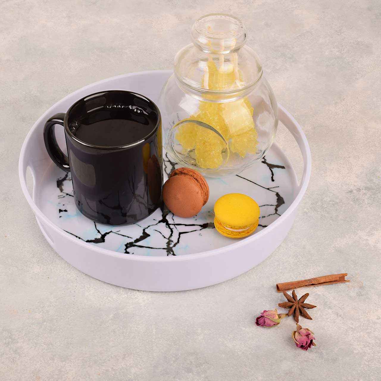 سینی ملامین گرد – با رگههای سنگیِ مرمری طبیعت
