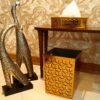 ست سطل زباله فلزی و جعبه دستمال کاغذی – طرح الماس