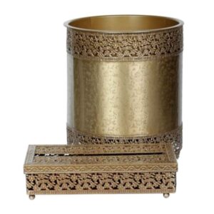 ست سبد زباله پلاستیکی و جعبه دستمال کاغذی – طرح گلدار