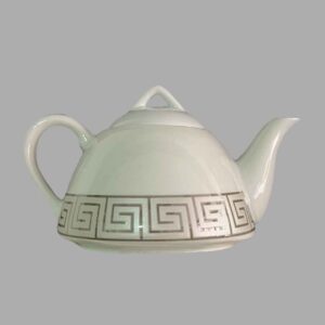 قوری چینی طرح کلید یونانی نقره‌ای شماره ۱