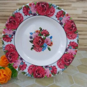 سرویس بشقاب ملامین سفید، مناسب مایکروویو، طرح گل رز