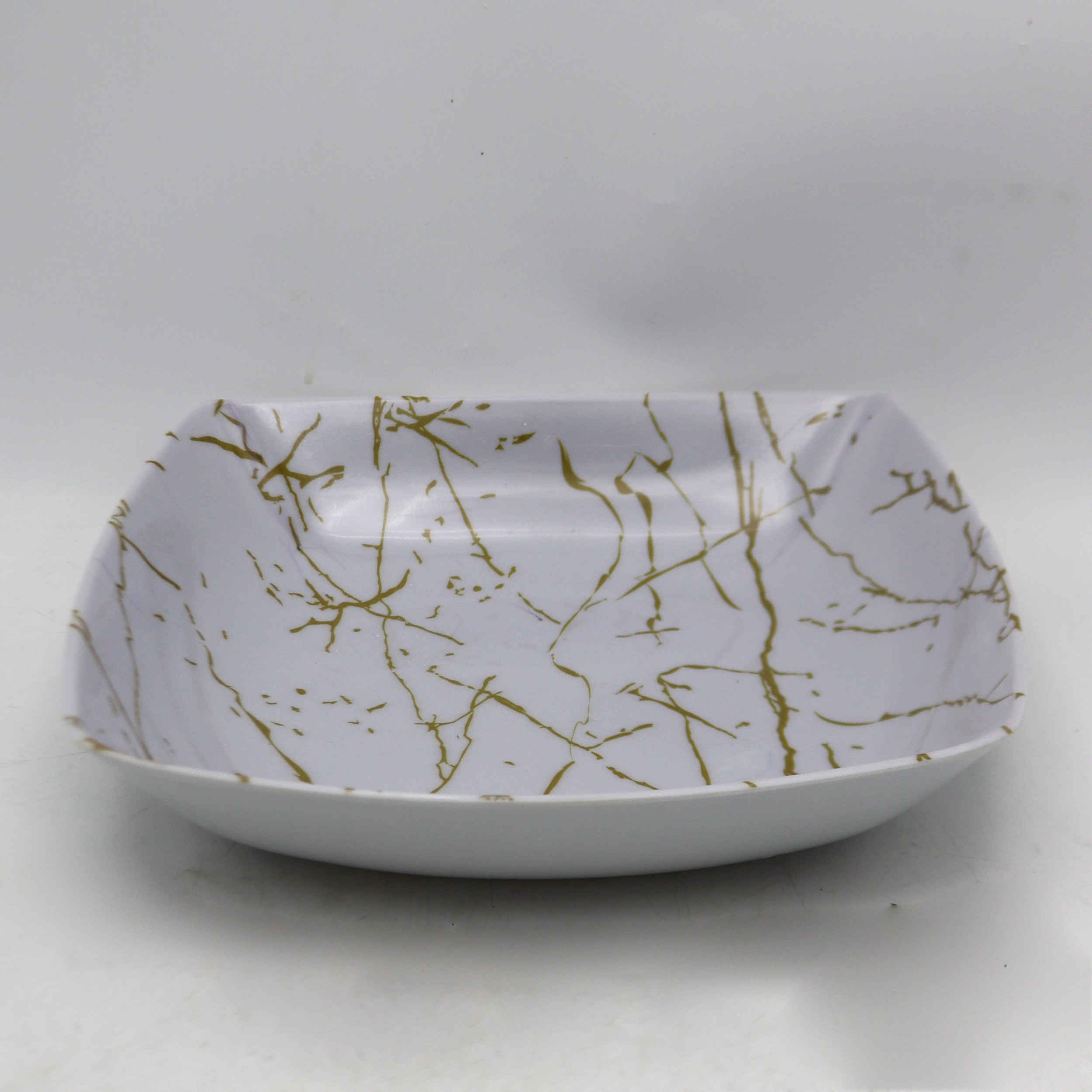 سرویس کاسه غذاخوری ملامین سفید، قابل شستشو در ماشین ظرفشویی – مدل Marble (مجموعه 6 عددی)
