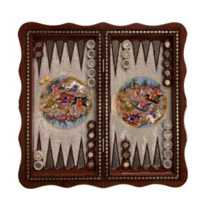 تخته نرد خاتم کاری طرح چوگان اثر استادکاران ماهر