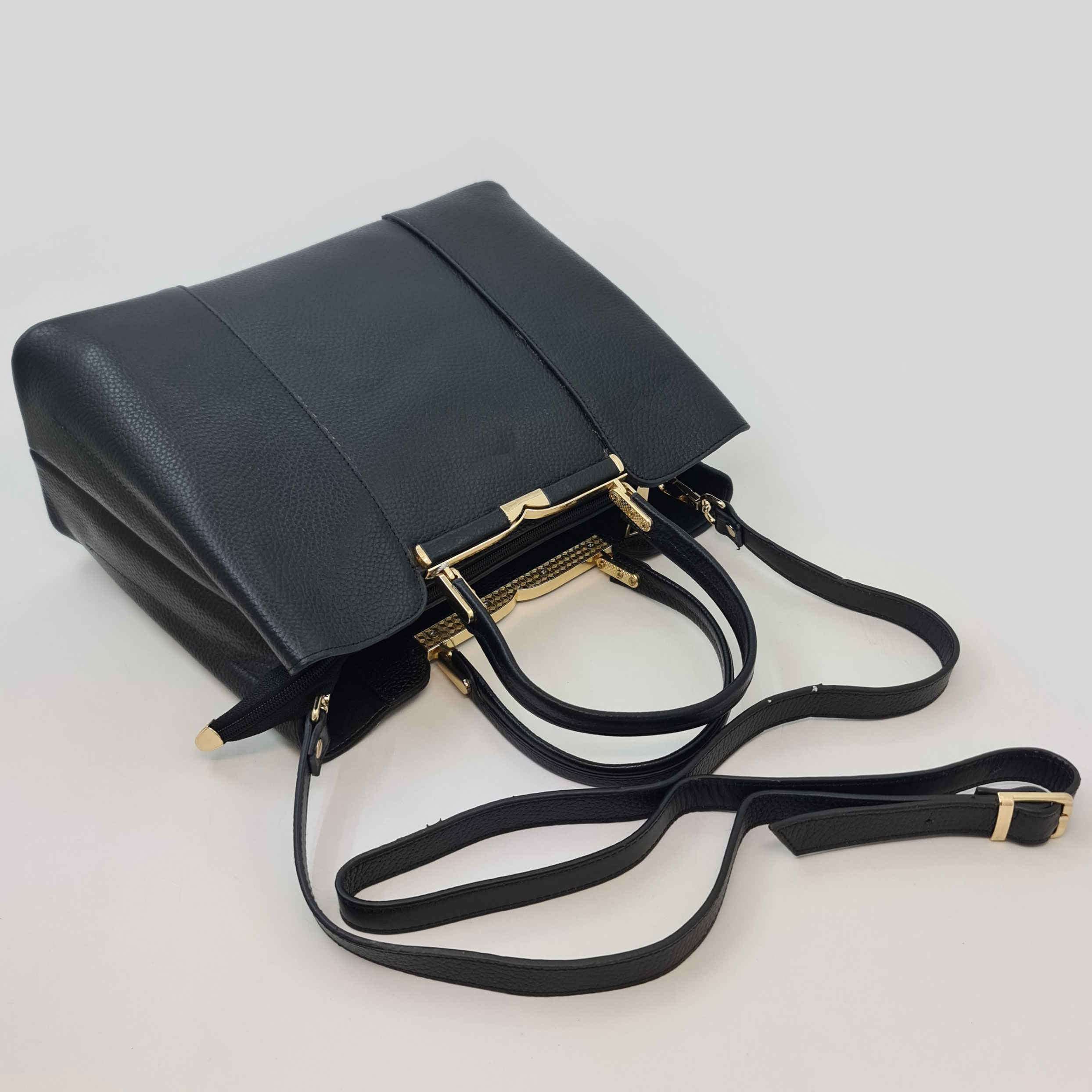 کیف دستی زنانه چرم مشکی Bauletto با ظرفیت بالا