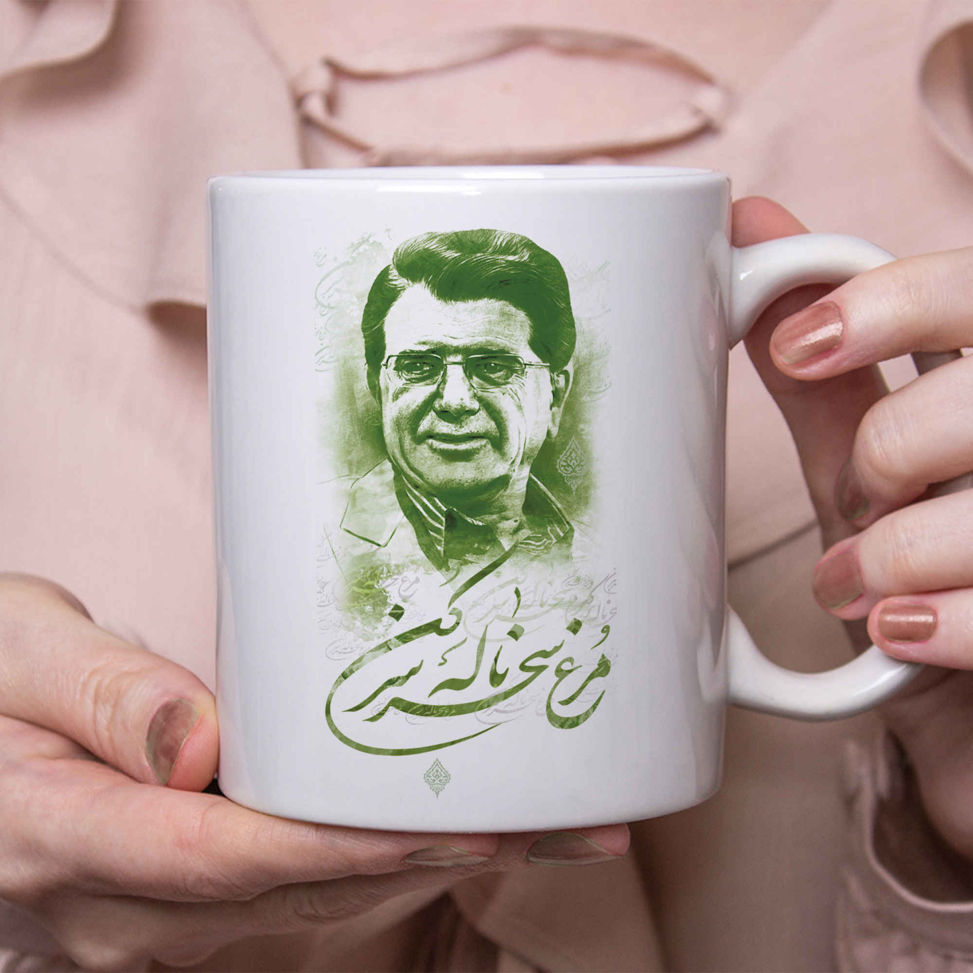 ماگ سرامیکی ایرانی با طرح شجریان مرغ سحر