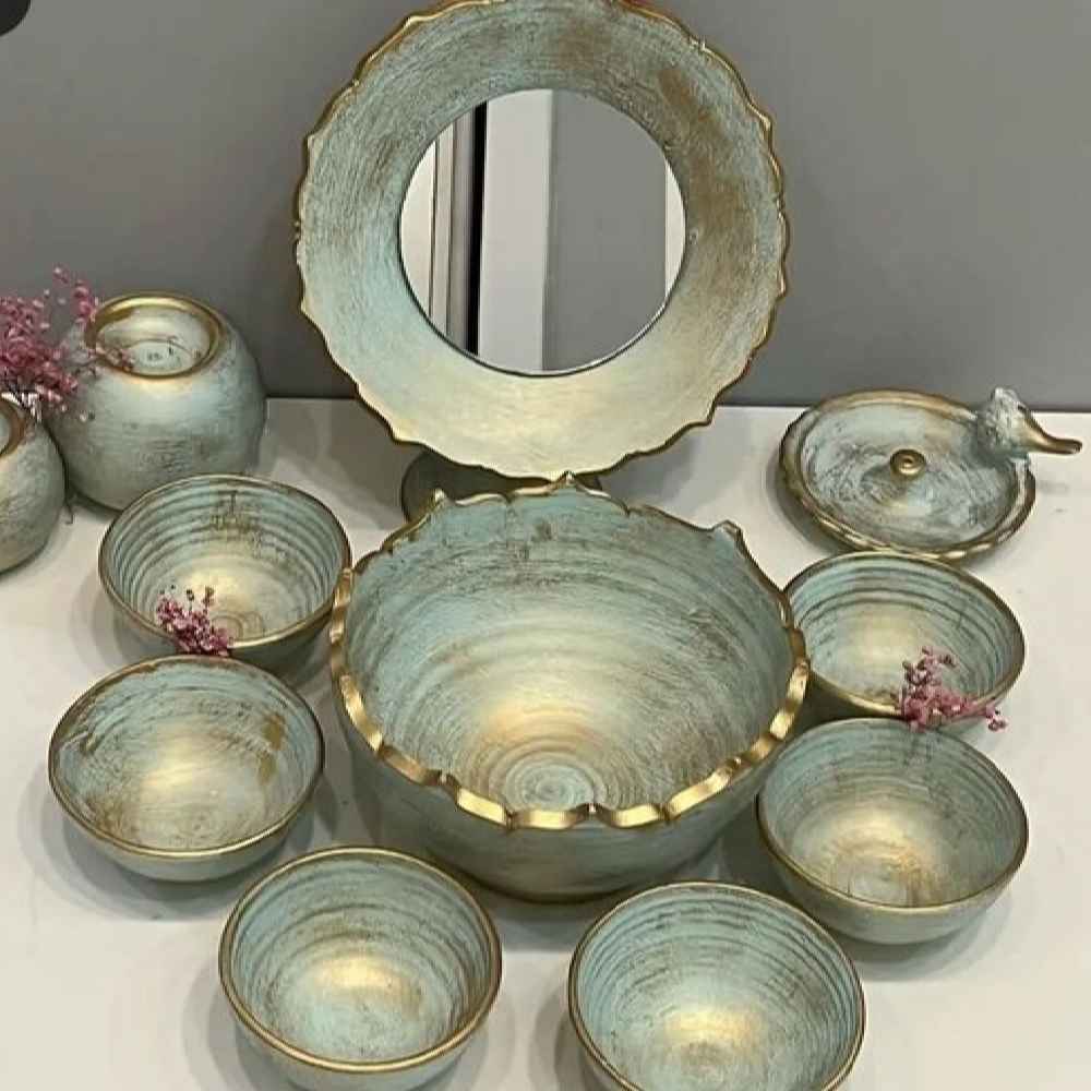 هفت سین سفالی شیک با آینه برای عید نوروز