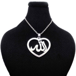 گردنبند استیل اسلامی با مدال طرح قلب الله