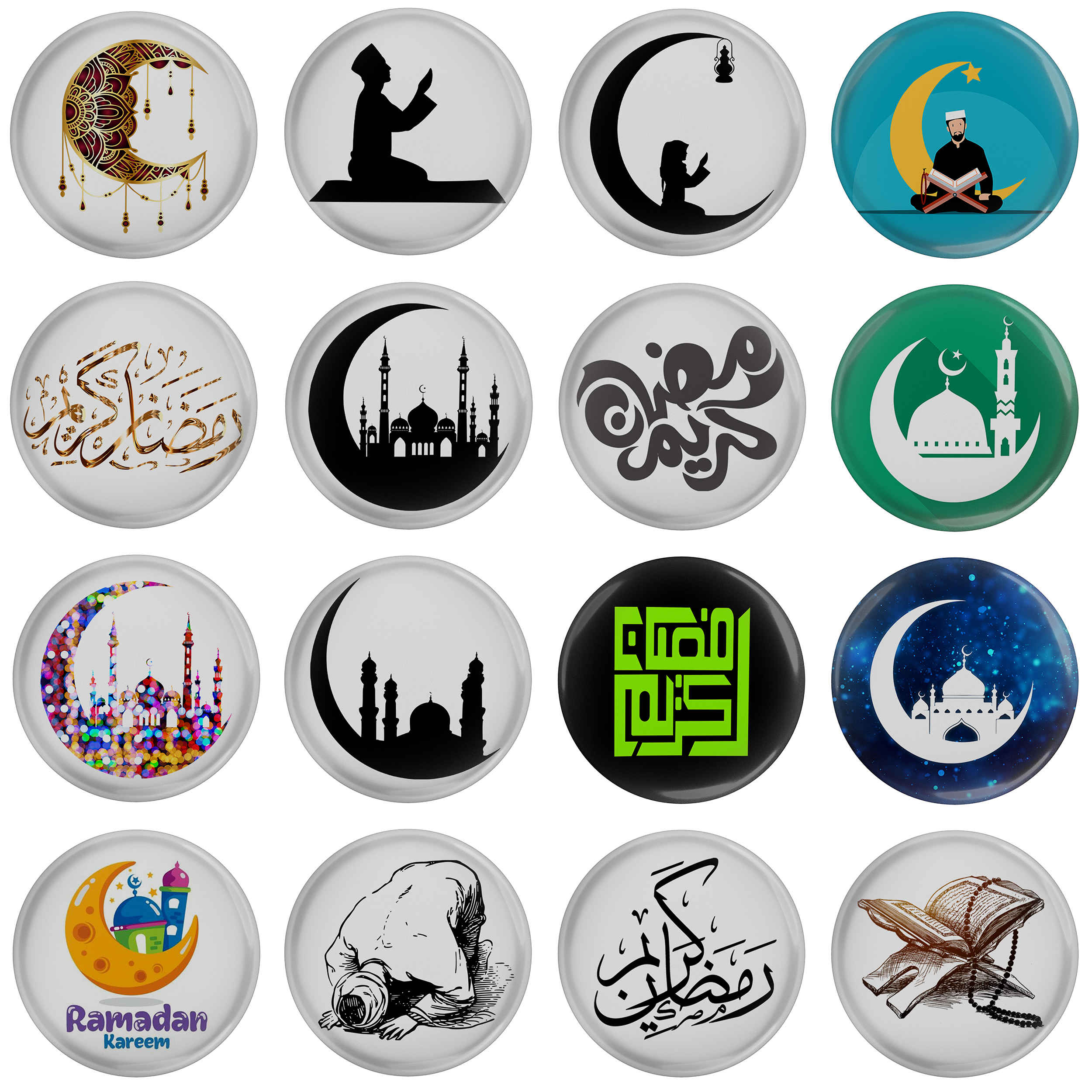 ست دکمه سنجاقی اسلامی – رمضان کریم (16 عدد)