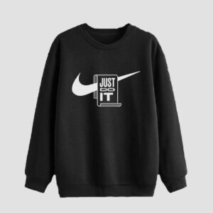 سویشرت یقه گرد مردانه نخی مشکی مدل Just Do It