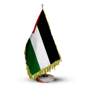میز اداری فلسطین و پرچم رومیزی با پایه سنگی