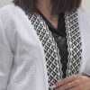 مانتو ایرانی مشکی و سفید با جیب جلو برای خانم‌ها