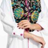 مانتوی ایرانی زنانه با گلدوزی گلدار سفید