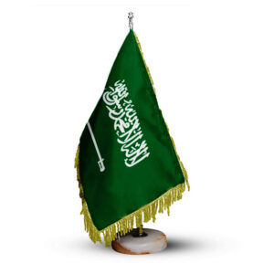 پرچم رومیزی و رومیزی عربستان سعودی با پایه سنگی