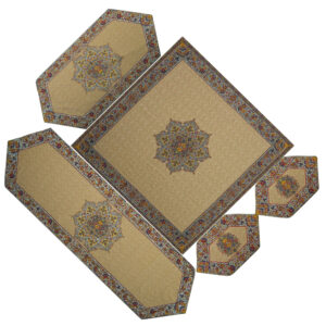 ست 5 عددی رومیزی ترمه یزد طرح گلدار کشمیر