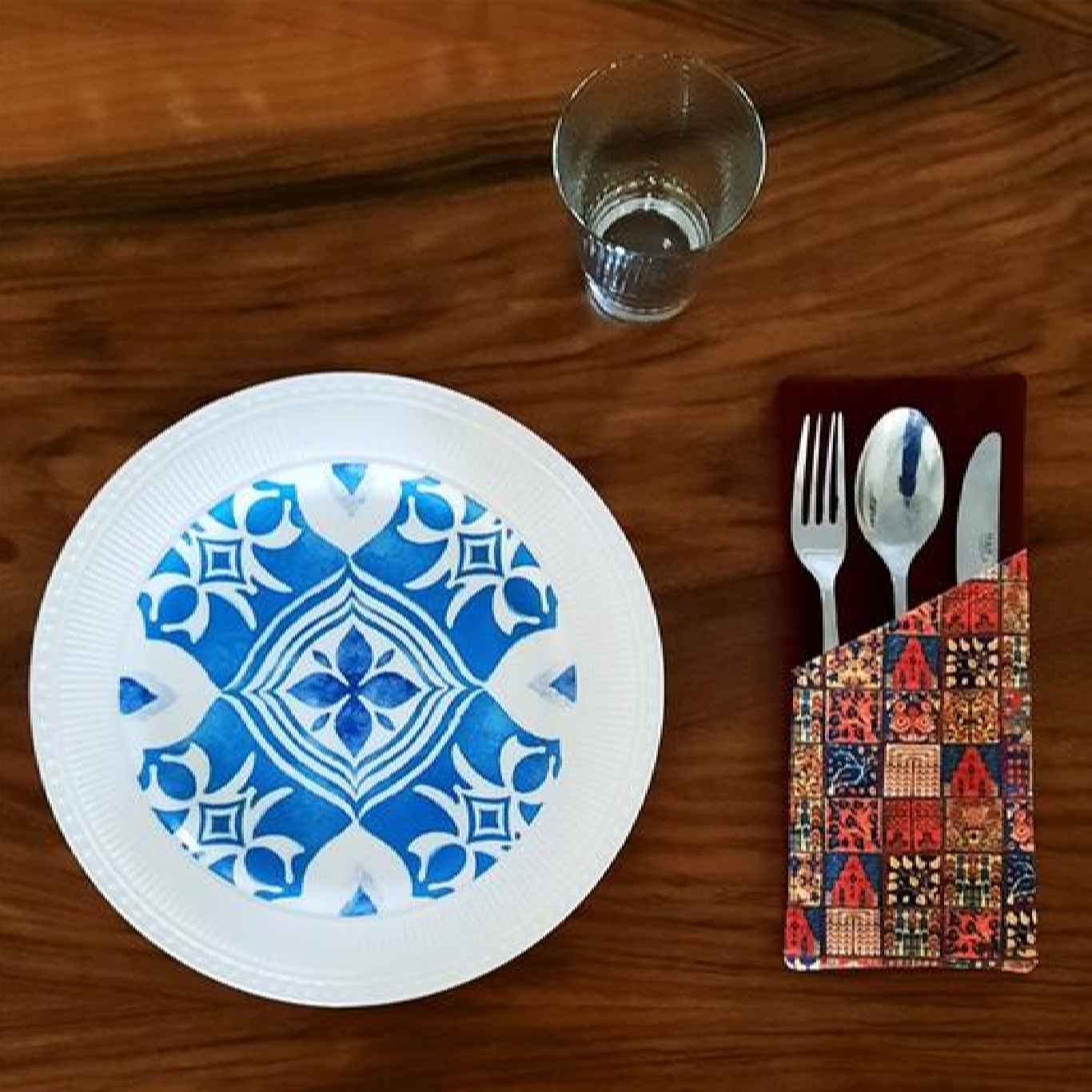 کیف کارد و چنگال مخمل با خوشنویسی فارسی – طرح زرد زیبا