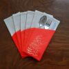 کیف کارد و چنگال مخمل با خوشنویسی فارسی - طرح کلاسیک قرمز
