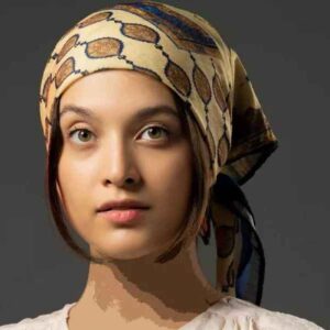 روسری کوچک زنانه – چاپ هنری ناصرالدین شاه قاجار