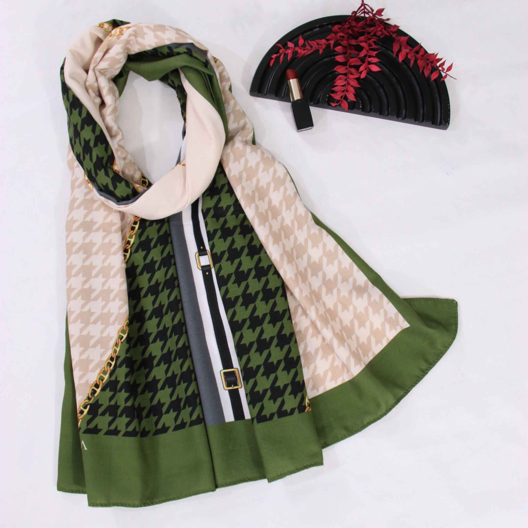شال طرحدار زنانه طرح هنری و سبک Houndstooth