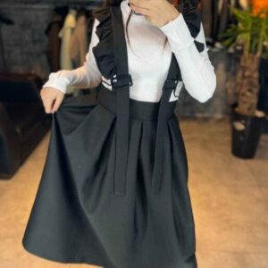 دامن زنانه با بند، لباس شیک مشکی